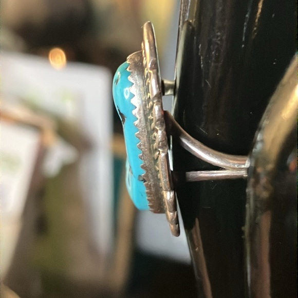 Classic Navajo Turquoise Sterling Silver .925 Ring Size 9 Marvin Chee - Picture 2 of 3
